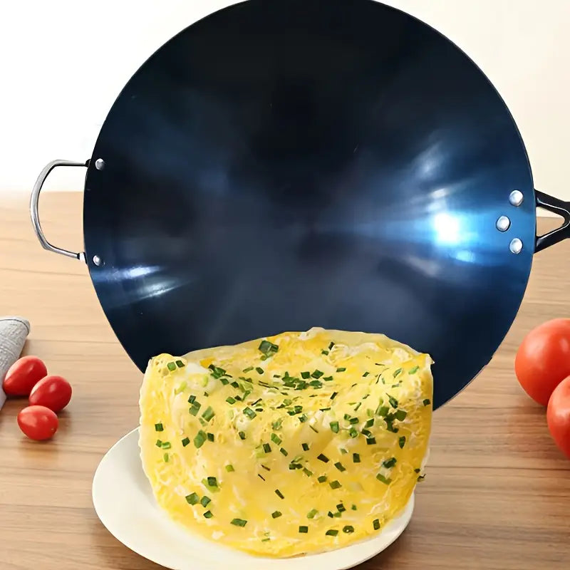 Iron Wok Pan Natural Non Stick Lightweight Stir Fry Cookware