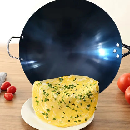 Iron Wok Pan Natural Non Stick Lightweight Stir Fry Cookware