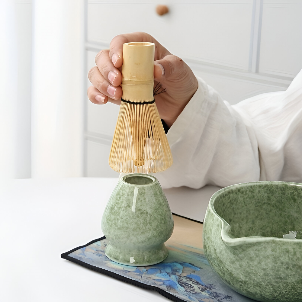 Japanese Matcha Tea Ceremony Set Ceramic Bowl Bamboo Whisk Gift Kit