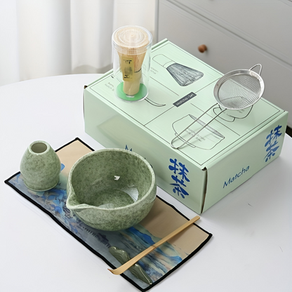 Japanese Matcha Tea Ceremony Set Ceramic Bowl Bamboo Whisk Gift Kit