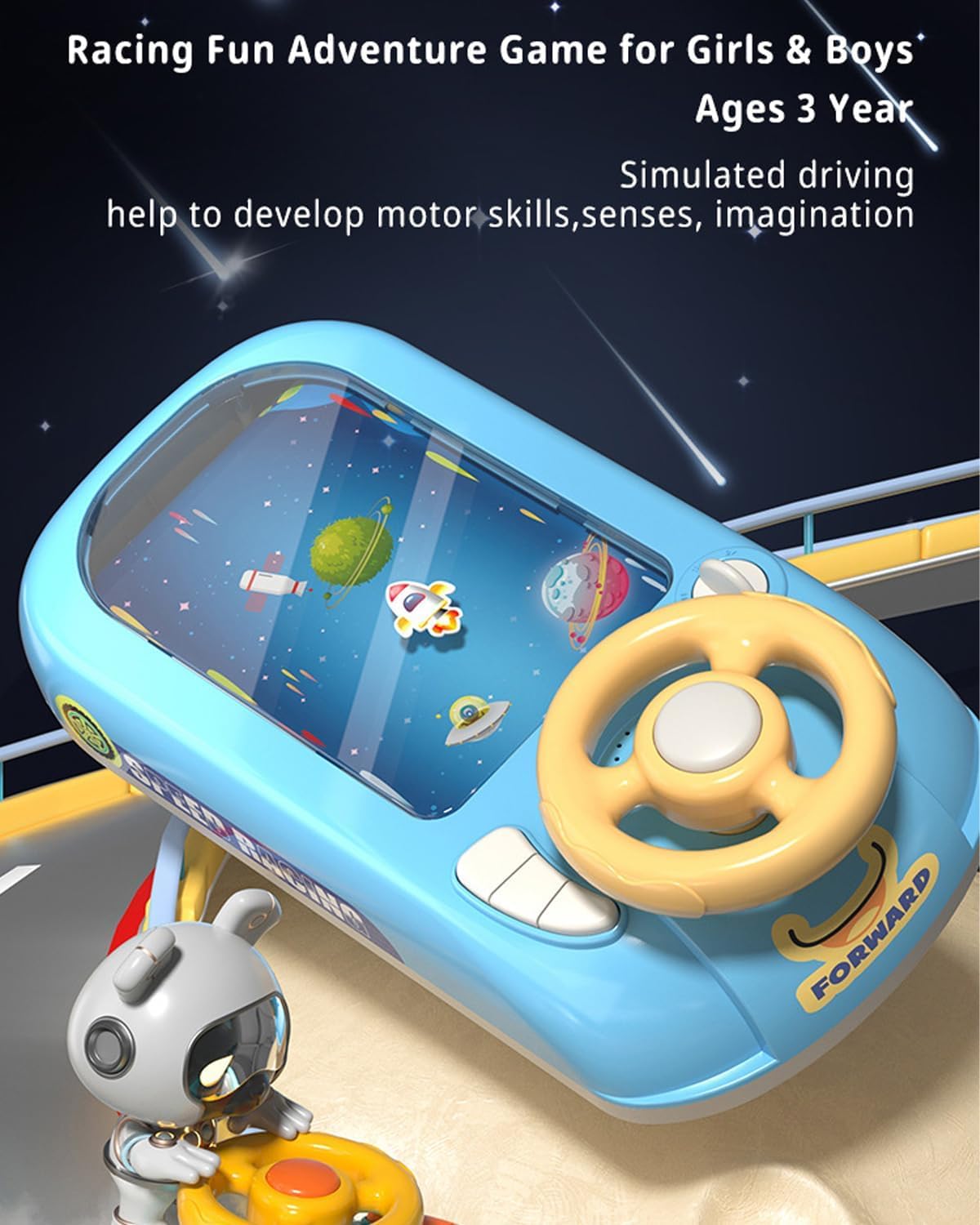 JuniorRacer Kids Simulation Racing Game Interactive Steering Wheel Toy
