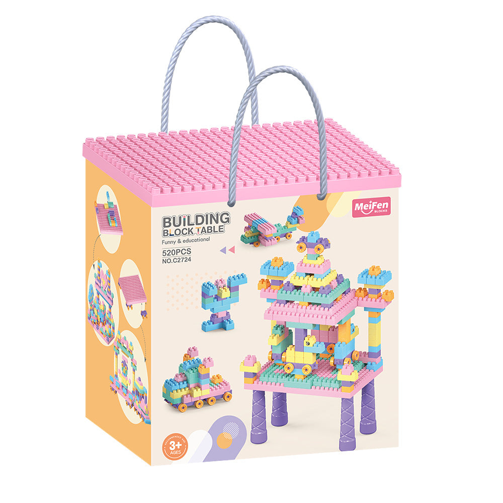 Kids Building Block Table Set 500 Pieces Creative Construction Play Table