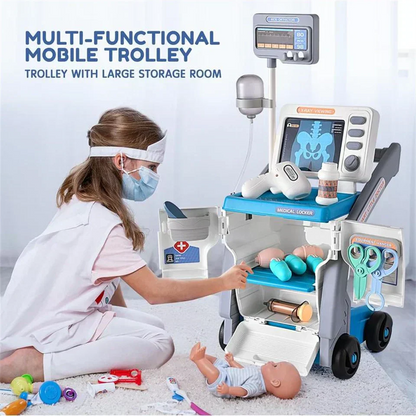 Kids Doctor Play Set Medical Toy Kit With Accessories Storage Cart
