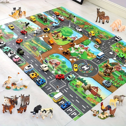 Kids Farm Road Play Mat Interactive Activity Carpet