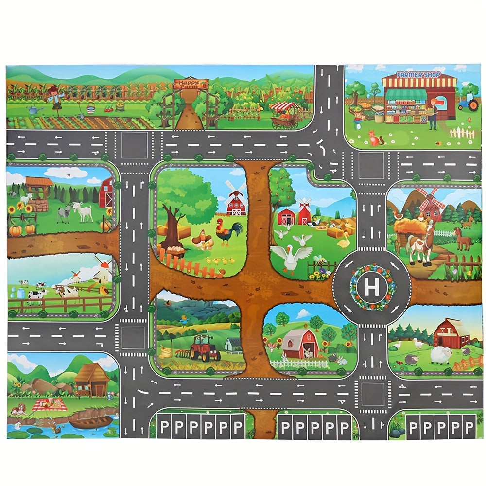 Kids Farm Road Play Mat Interactive Activity Carpet