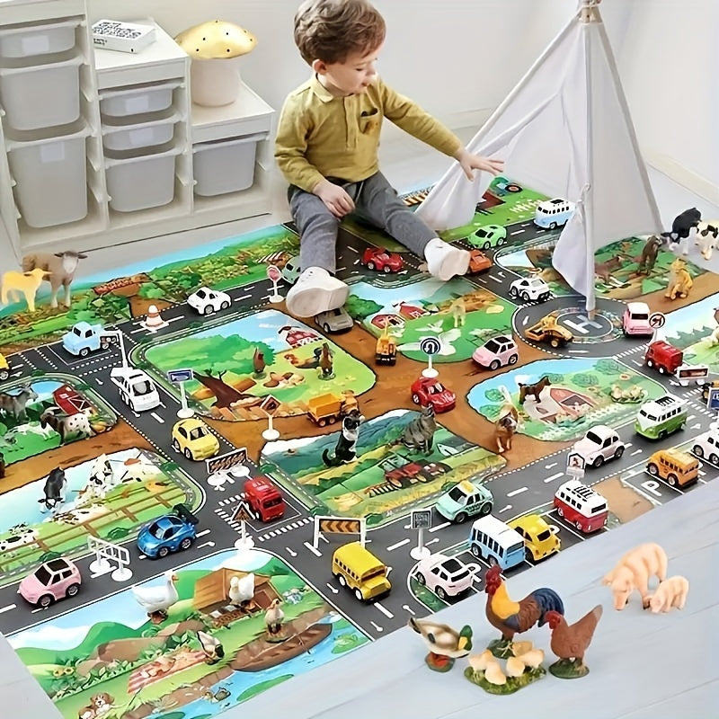Kids Farm Road Play Mat Interactive Activity Carpet