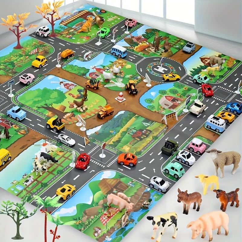 Kids Farm Road Play Mat Interactive Activity Carpet