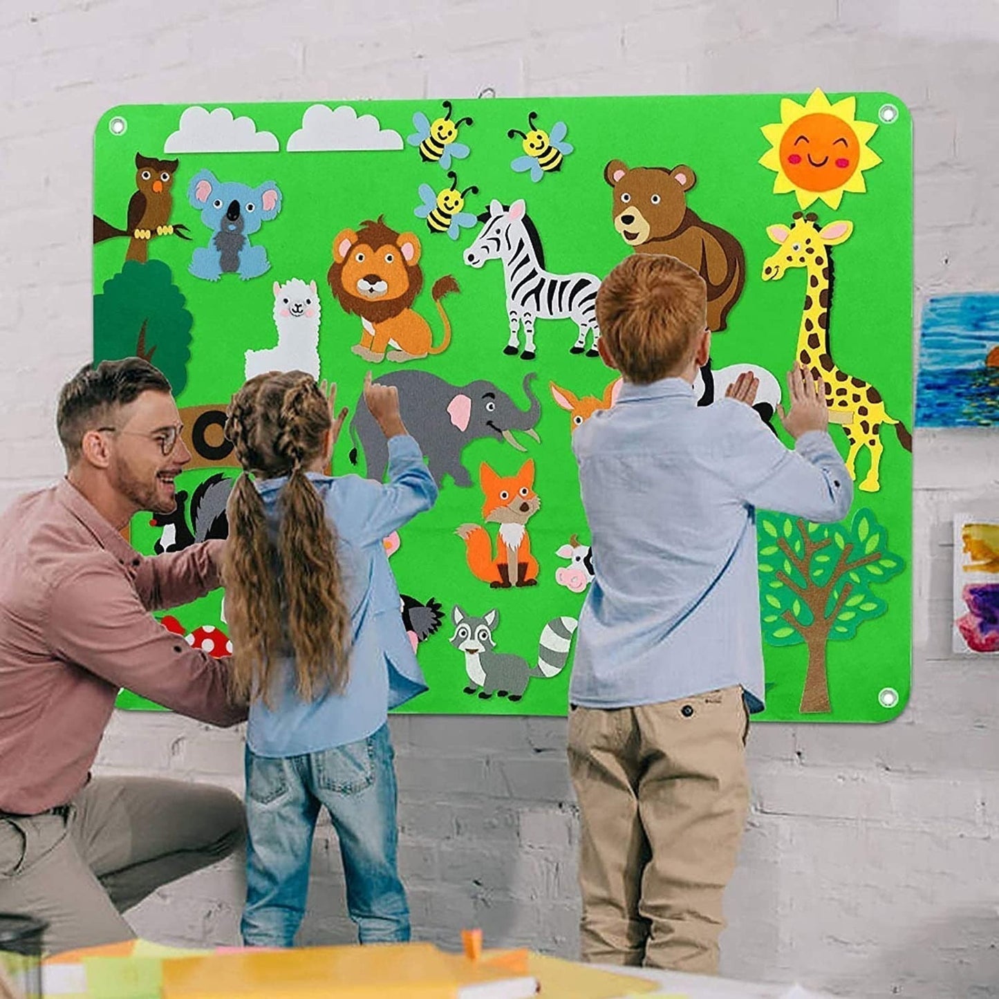 Kids Felt Story Board Educational Animal Learning Toy