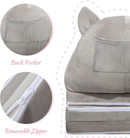 Kids Foldable Sofa Chair Soft Foam Toddler Lounge Seat Animal Design
