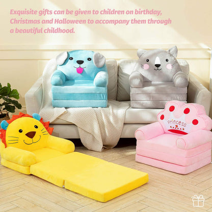 Kids Foldable Sofa Chair Soft Foam Toddler Lounge Seat Animal Design