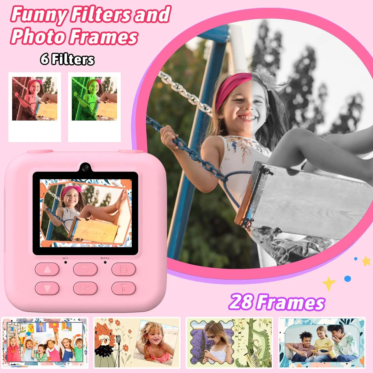 Kids Instant Print Camera HD Selfie Digital Camera