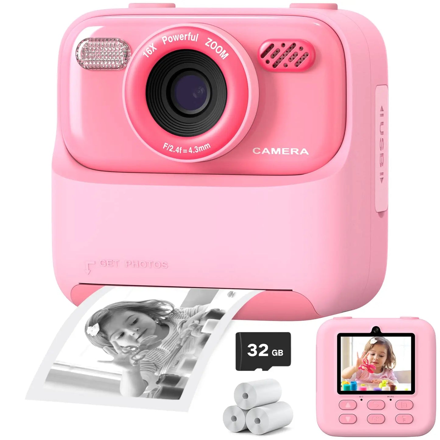 Kids Instant Print Camera HD Selfie Digital Camera