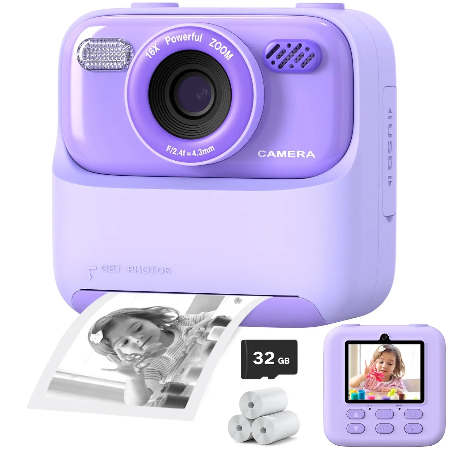 Kids Instant Print Camera HD Selfie Digital Camera