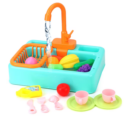 Kids Kitchen Sink Toy Set Running Water Play Cooking Accessories