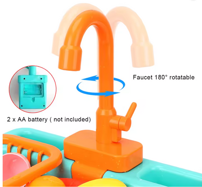 Kids Kitchen Sink Toy Set Running Water Play Cooking Accessories