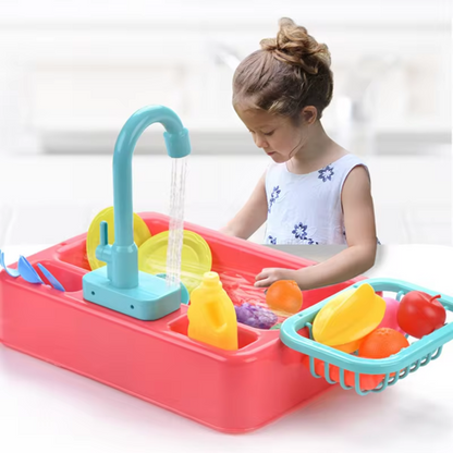 Kids Kitchen Sink Toy Set Running Water Play Cooking Accessories