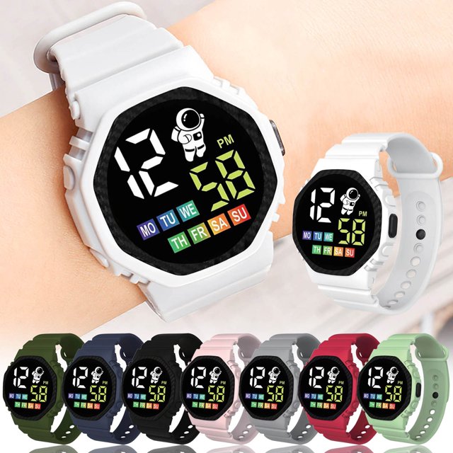 Kids LED Digital Watch Waterproof Educational Calendar Display
