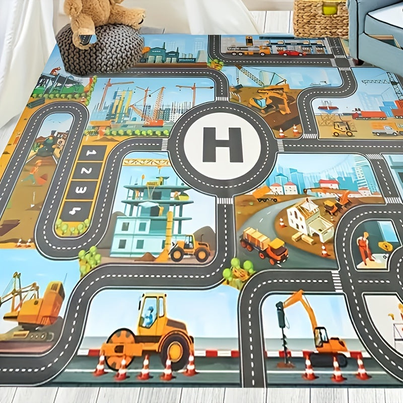 Kids Play Mat Road Track Construction Rug Vehicle Play Carpet