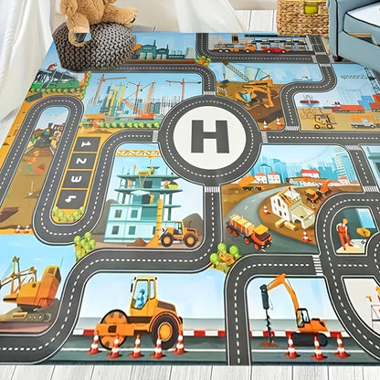 Kids Play Mat Road Track Construction Rug Vehicle Play Carpet