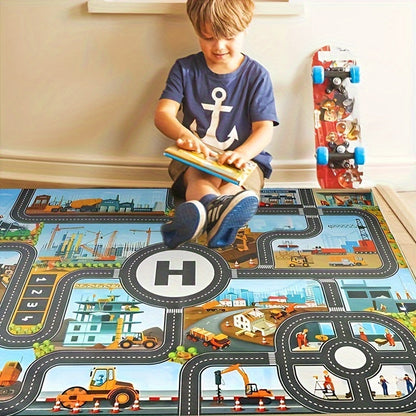 Kids Play Mat Road Track Construction Rug Vehicle Play Carpet