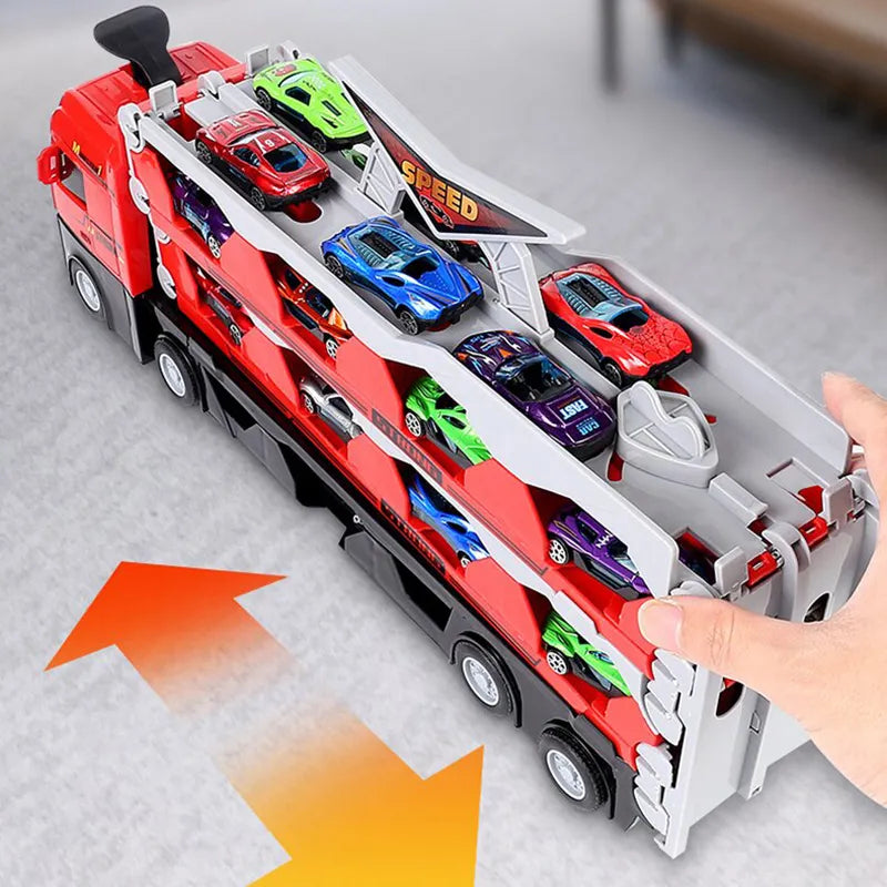Kids Racing Truck Launcher Track Set Toy With High Speed Cars And Modular Race Track