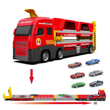 Kids Racing Truck Launcher Track Set Toy With High Speed Cars And Modular Race Track
