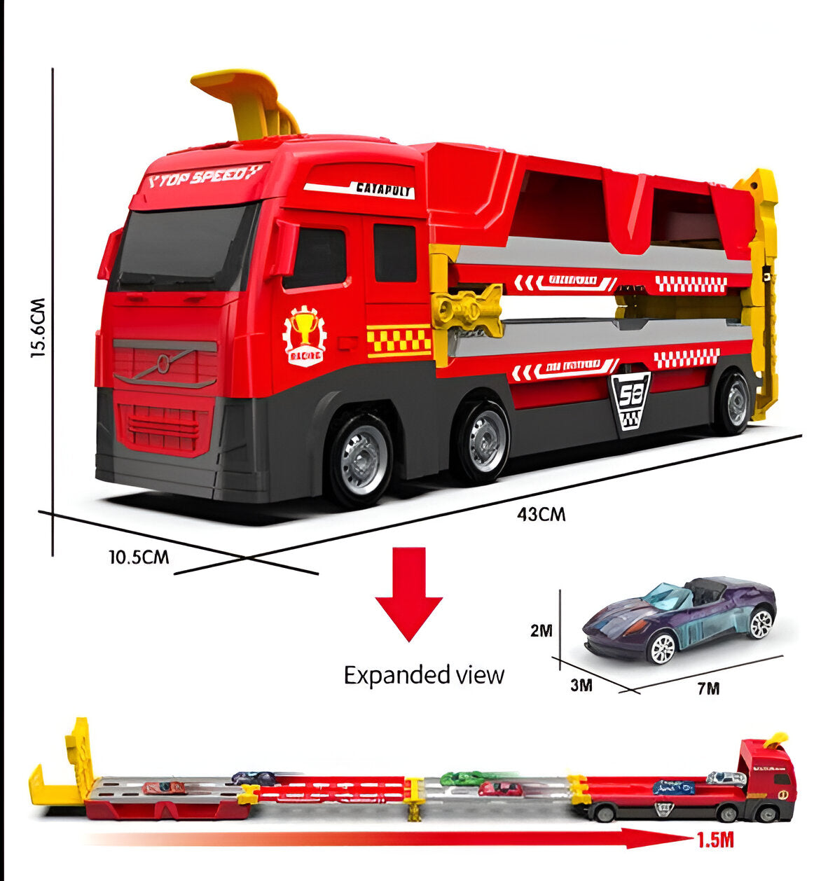 Kids Racing Truck Launcher Track Set Toy With High Speed Cars And Modular Race Track