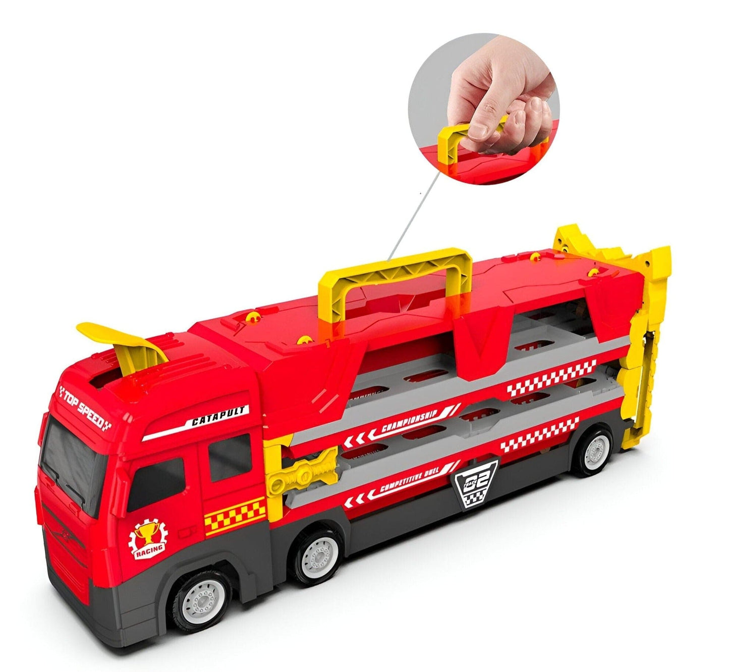 Kids Racing Truck Launcher Track Set Toy With High Speed Cars And Modular Race Track