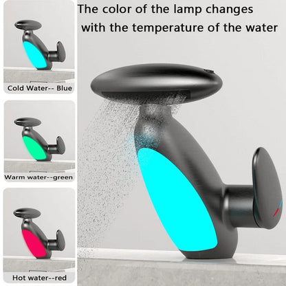 LED Bathroom Faucet Pull Out Sink Tap Temperature Sensor 4 Spray Modes