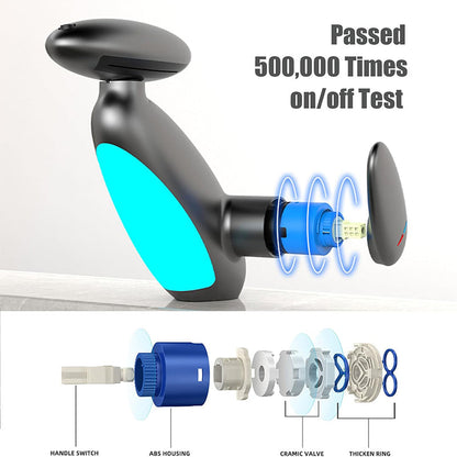 LED Bathroom Faucet Pull Out Sink Tap Temperature Sensor 4 Spray Modes