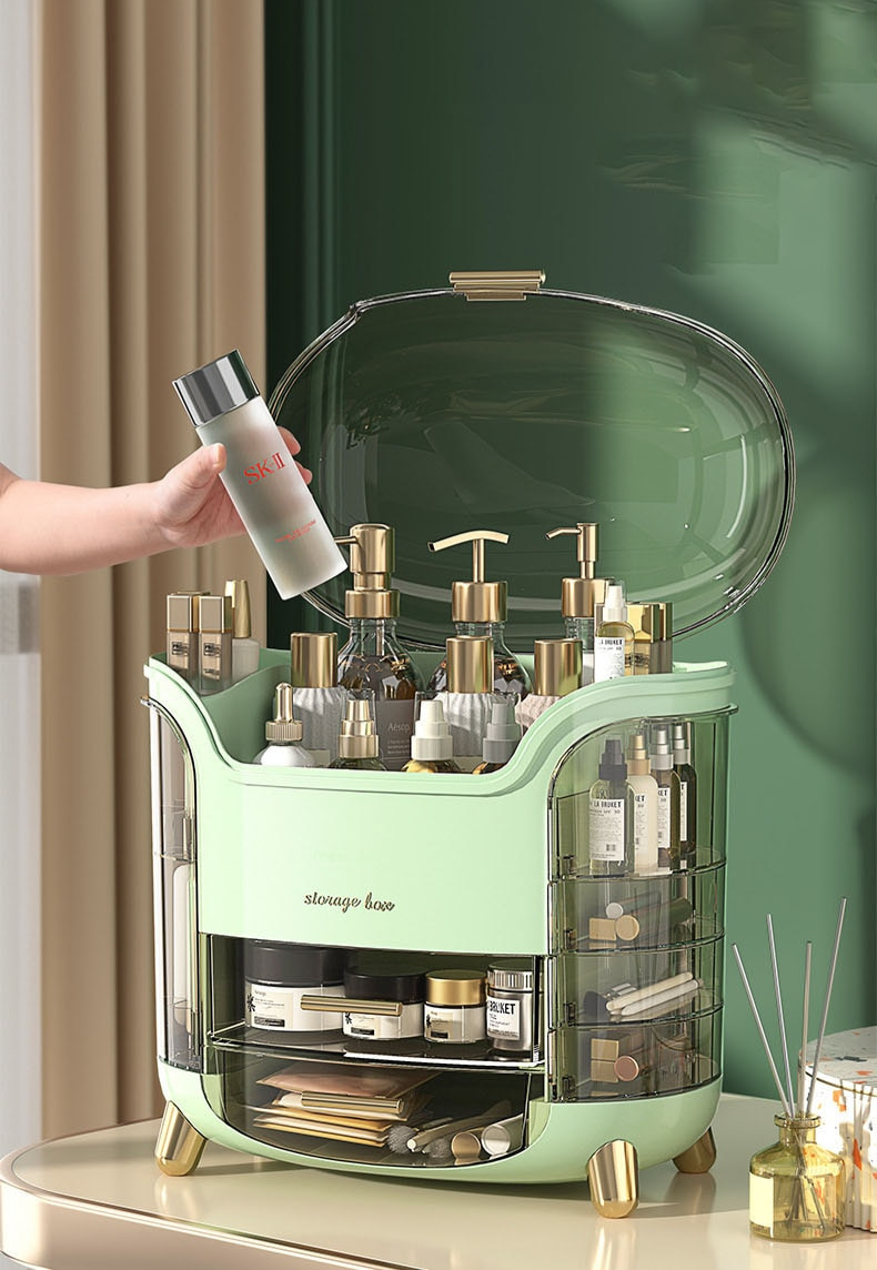Large Makeup Organizer Storage Case with Dustproof Drawers