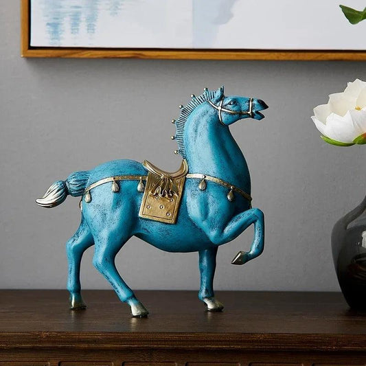 Living Room Horse Sculpture Elegant Resin Horse Statue Chinese Style Decor