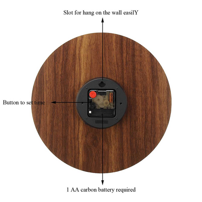 Luminous Wooden Wall Clock Glow Silent Quartz Round