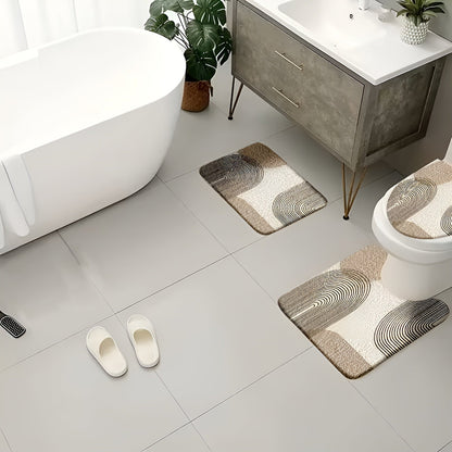 Luxury Bathroom Mat Set Non Slip Soft Toilet Rug Decor
