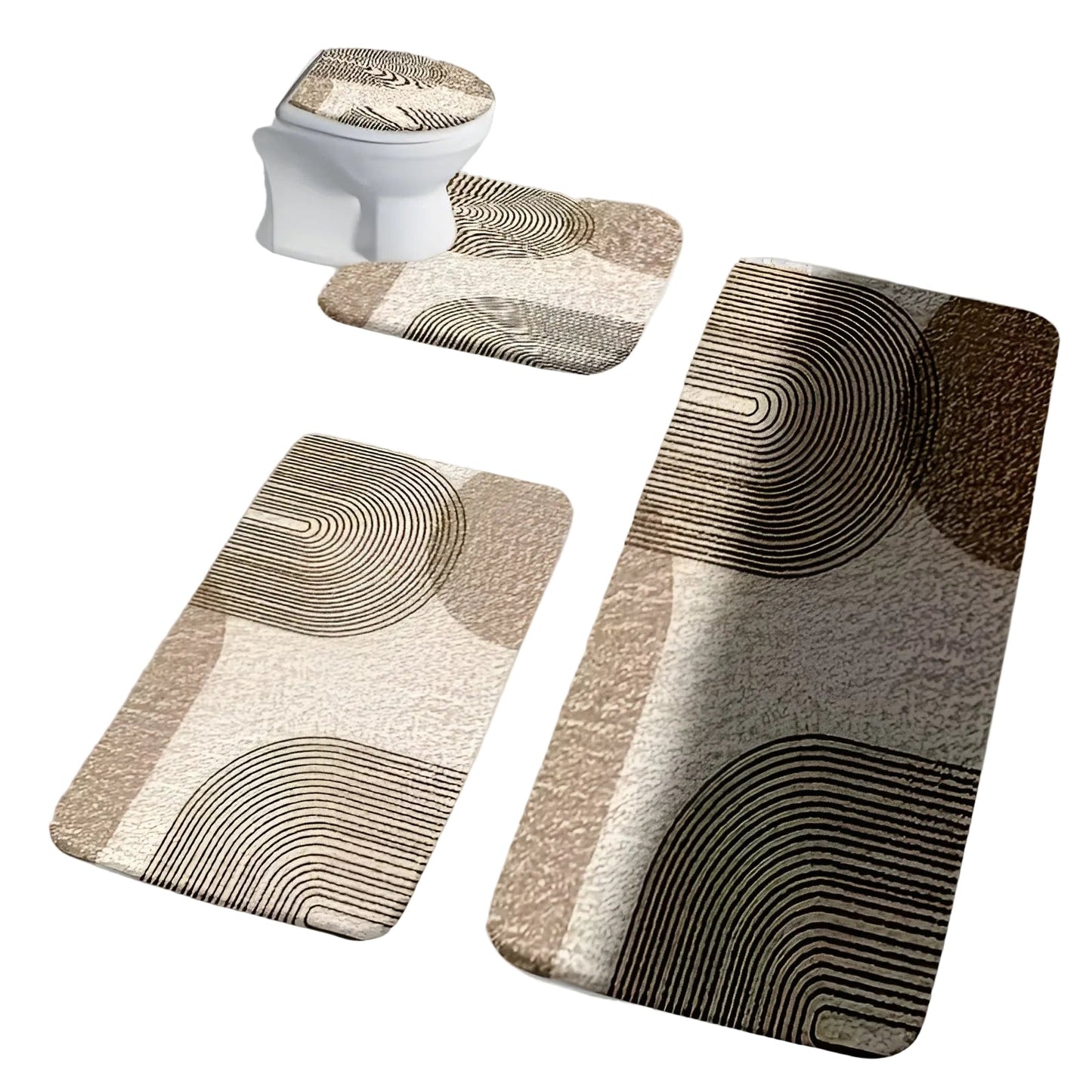 Luxury Bathroom Mat Set Non Slip Soft Toilet Rug Decor