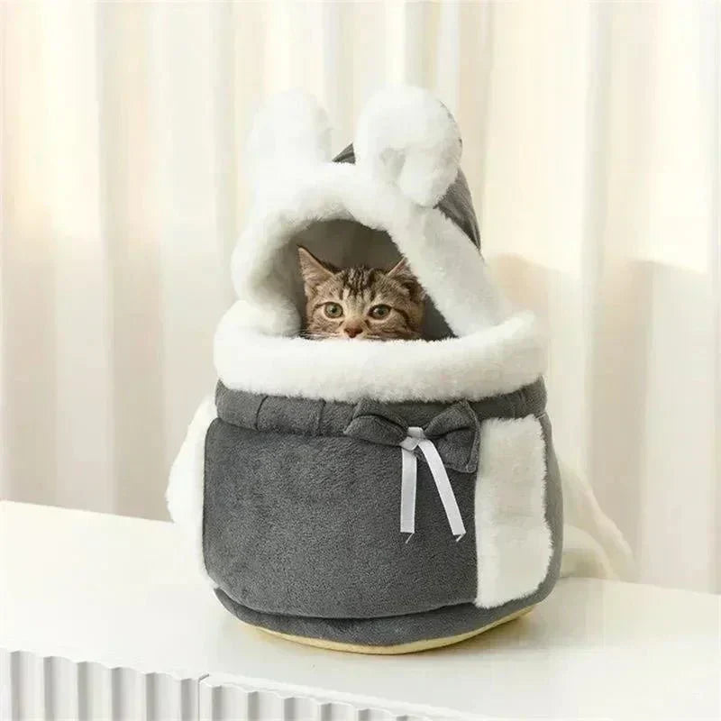 Luxury Cat Carrier Backpack Soft Velvet Pet Travel Bag