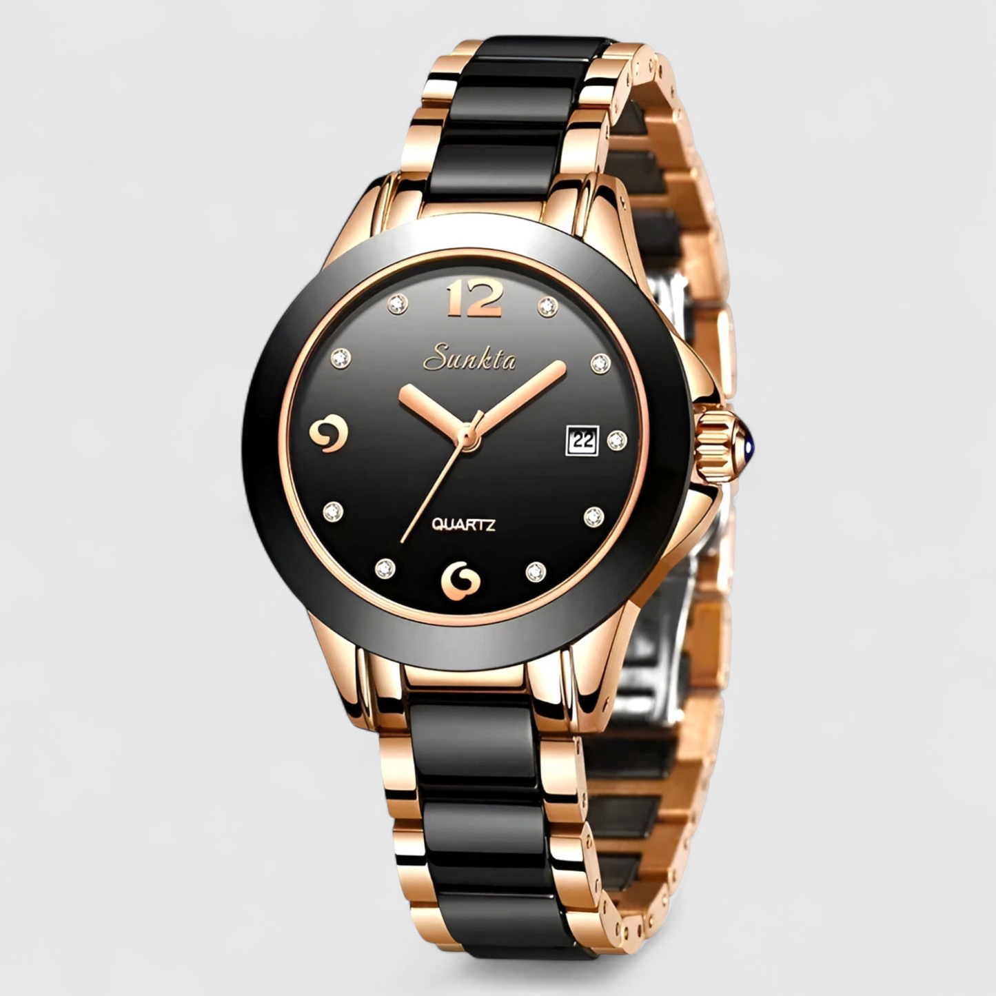 Luxury Ceramic Quartz Womens Watch Crystal Dial