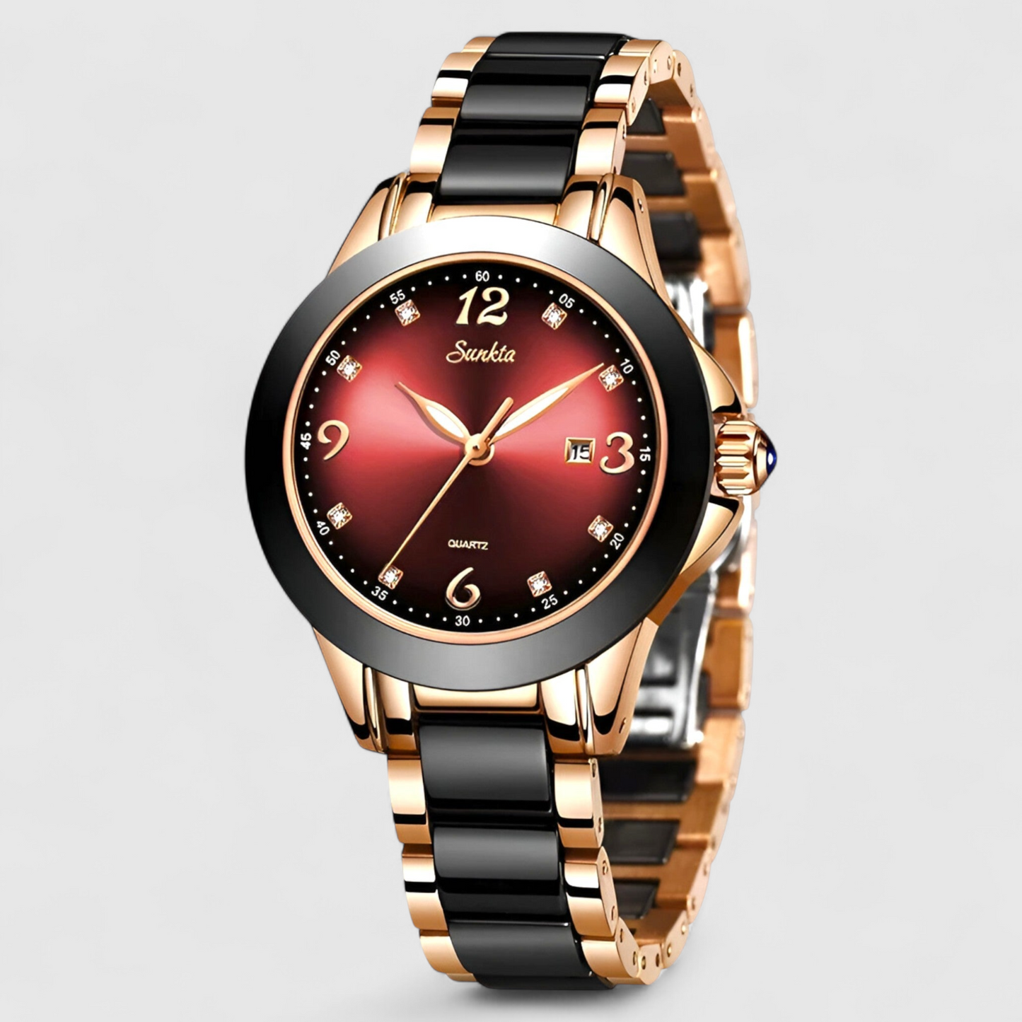 Luxury Ceramic Quartz Womens Watch Crystal Dial
