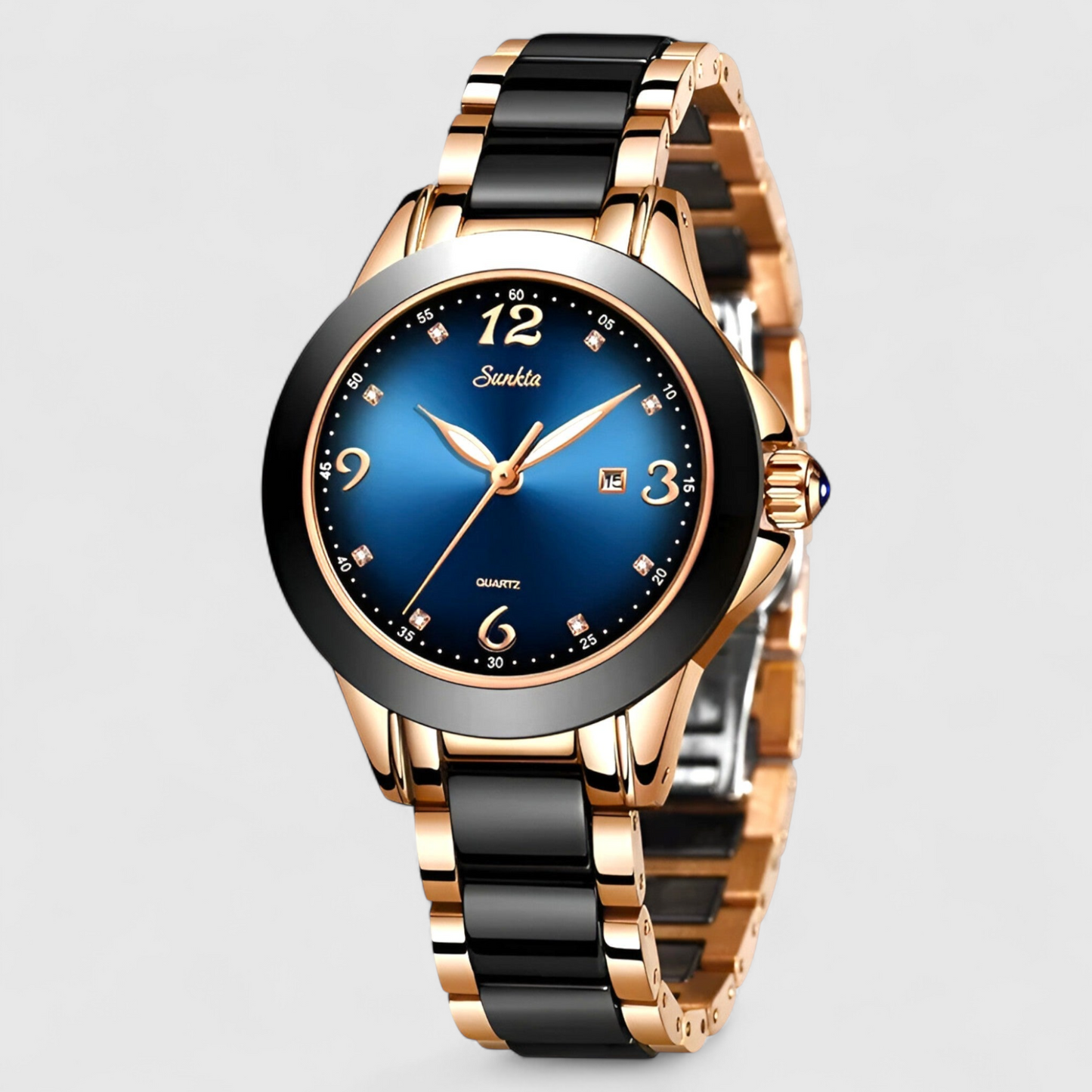 Luxury Ceramic Quartz Womens Watch Crystal Dial