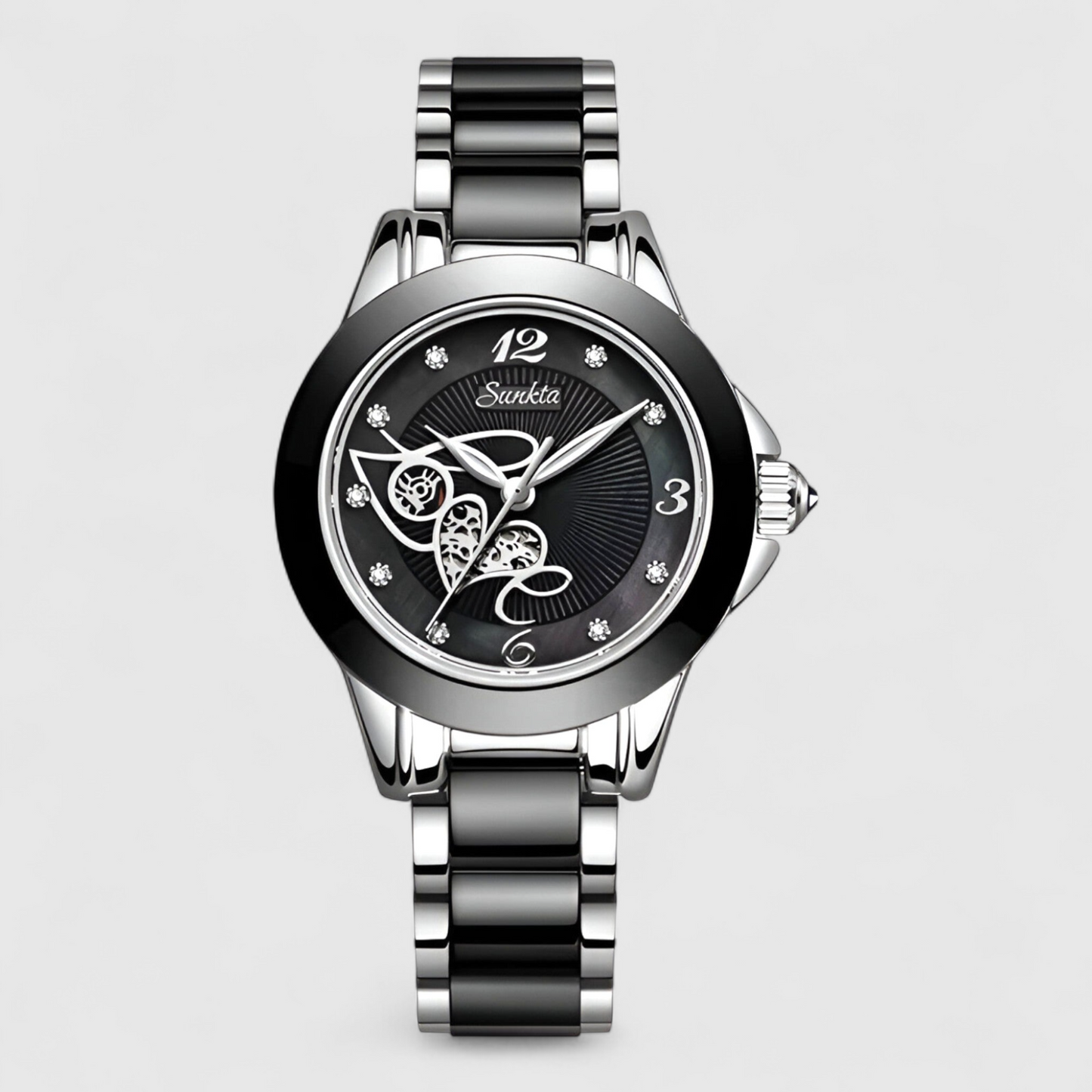 Luxury Ceramic Quartz Womens Watch Crystal Dial