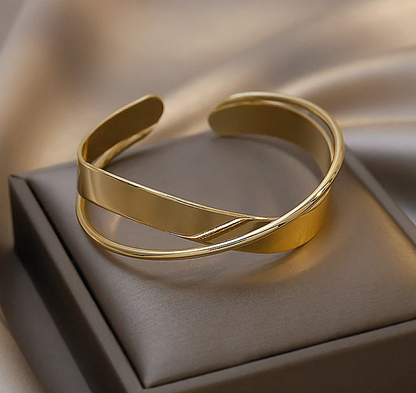 Luxury Crossover Bracelet Adjustable Gold Silver Bangle