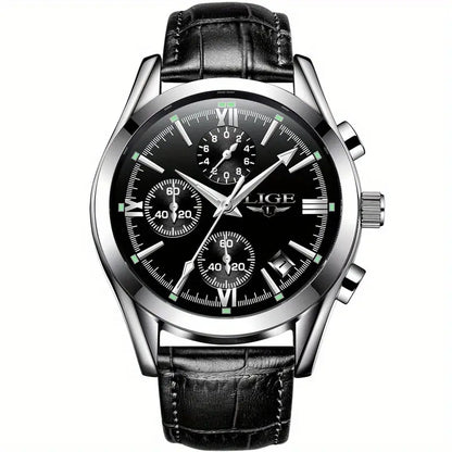Luxury Military Quartz Watch Rose Gold Black Stainless Steel