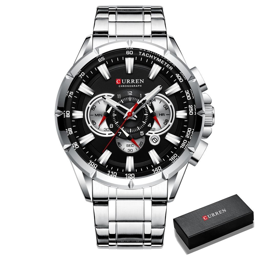 Luxury Quartz Chronograph Watch Mens Waterproof Wristwatch
