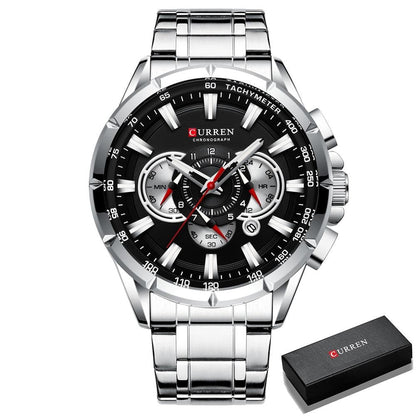 Luxury Quartz Chronograph Watch with Date Display and Stopwatch