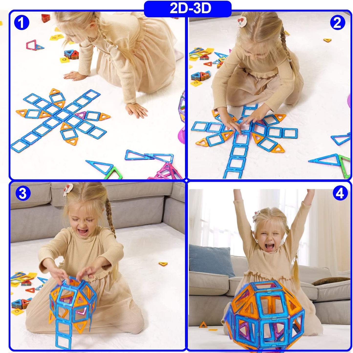 Magnetic Building Blocks STEM Learning Construction Set
