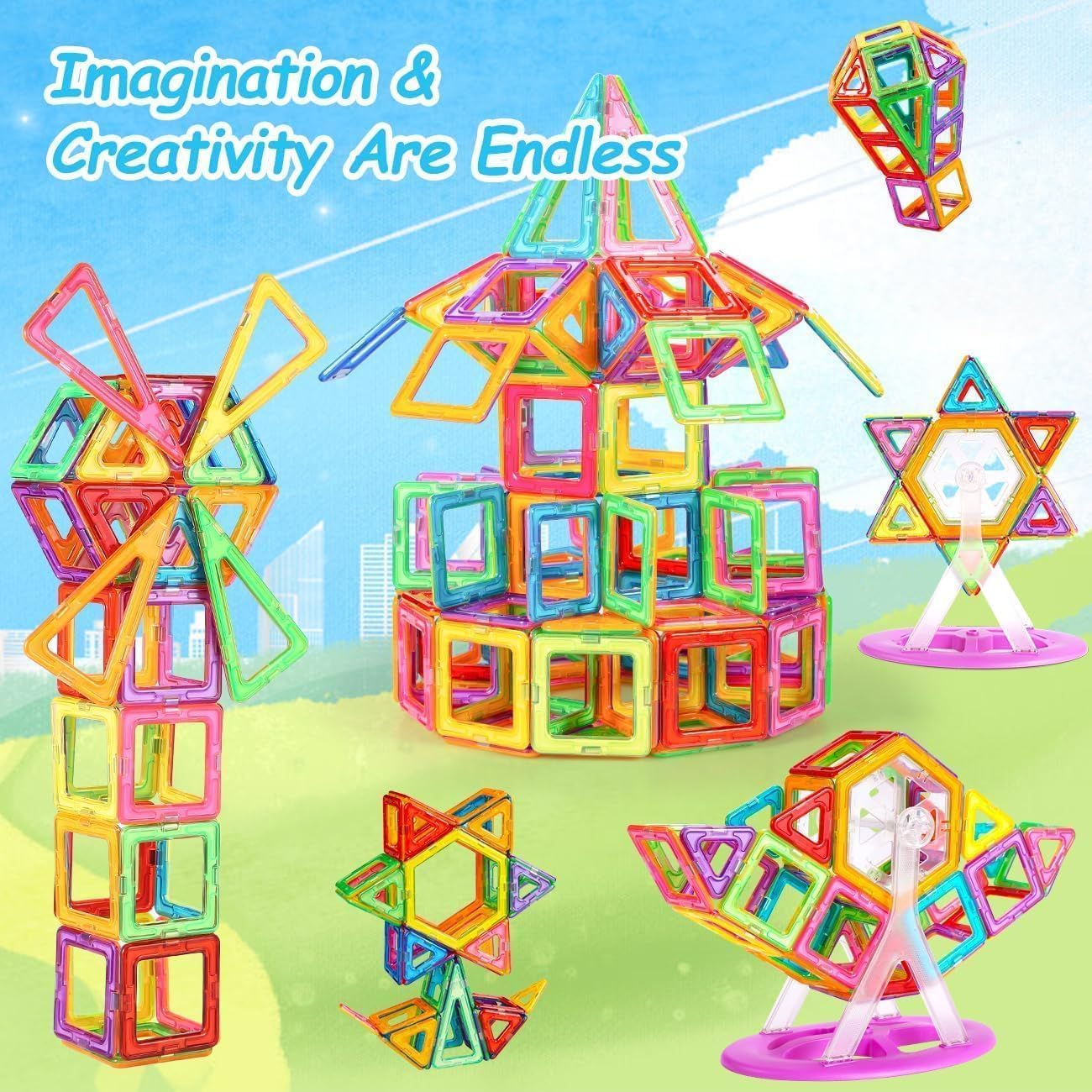 Magnetic Building Blocks STEM Learning Construction Set