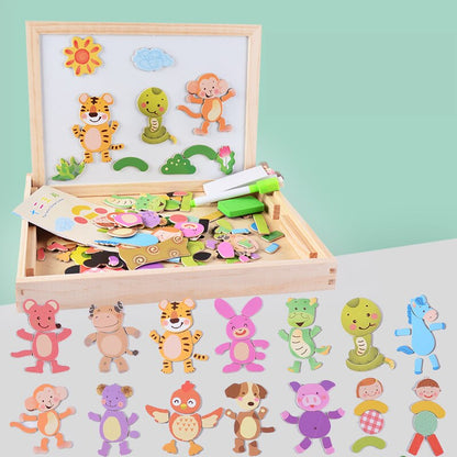 Magnetic Drawing Puzzle Board Educational Wooden Learning Toy