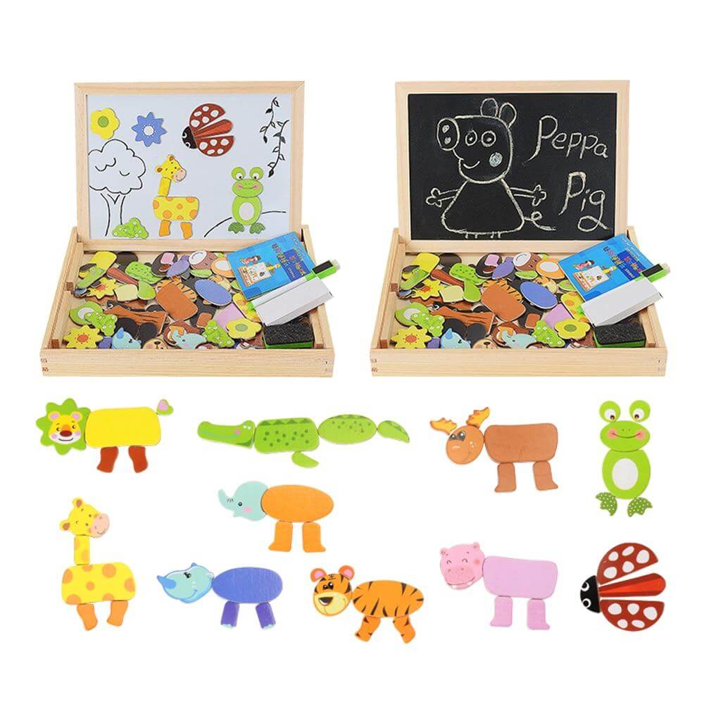 Magnetic Drawing Puzzle Board Educational Wooden Learning Toy