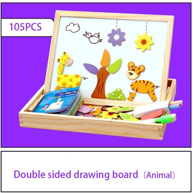 Magnetic Drawing Puzzle Board Educational Wooden Learning Toy