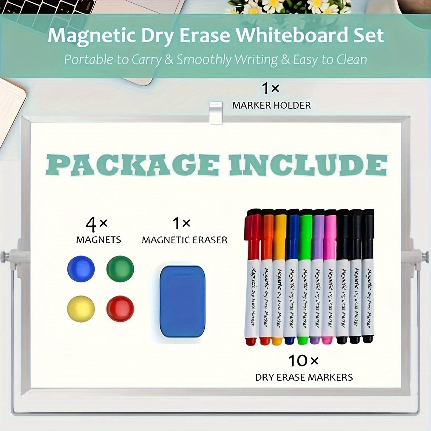 Magnetic Whiteboard Double Sided Portable Desk Board With Stand